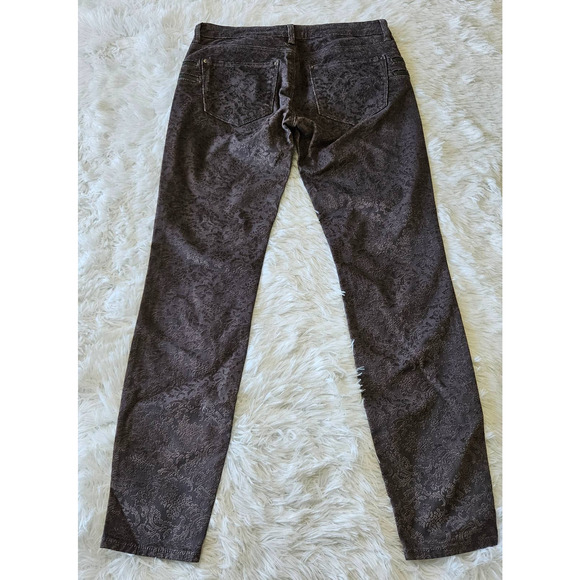Zara Woman Slim Fit Gray‎ Jacquard Floral Mid Rise Pant. Size 4 - Picture 4 of 12